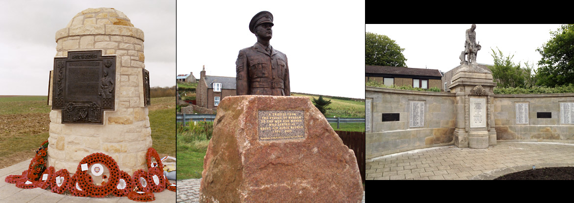 McRae's Battallion memorial at Contalmaison, France - RAF memorial at Boddam, near Aberdeen and two new plaques at Forfar, Angus